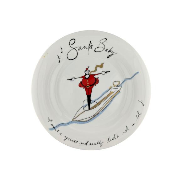 Vintage Pottery Barn Collectors Edition Santa Baby Dessert Plates Set of 8 - Picture 5 of 9